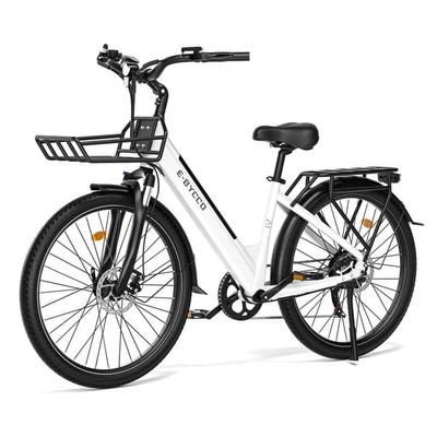 E-BYCCO V1 Elcykel 36V 15,6Ah, 250W, 25 km/h — 28×1,5-tums däck — Regulatoriskt kompatibel pendlarelcykel (vit)