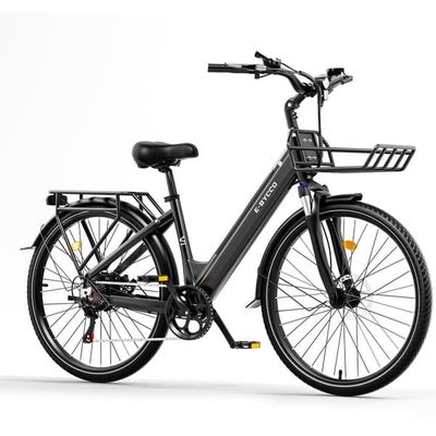 E-BYCCO V1 Elcykel 36V 15,6Ah, 250W, 25 km/h — 28×1,5-tums däck — Regulatoriskt kompatibel pendlarmodell — Svart