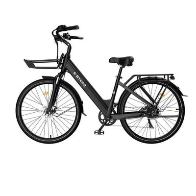 E-BYCCO V1 Elcykel 250W, 36V 15,6Ah, 25 km/h — 28×1,5-tums däck — Regulatoriskt kompatibel pendlarmodell — Svart
