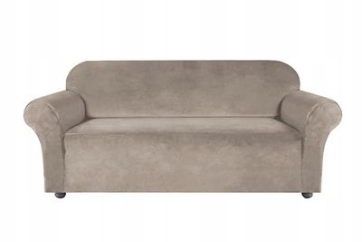 Betræk til 3-personers sofa i beige Cappuccino-fløjl [22Z3]
