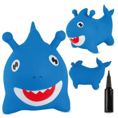 Sun Baby gummihopper til børn Baby Shark haj, blå, med pumpe, belastning 45 kg
