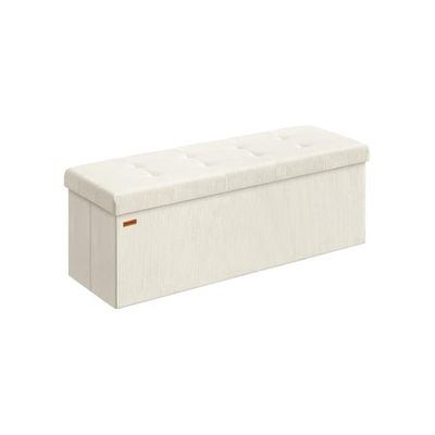 Förvaringsbänk – hopfällbar design – krämvit