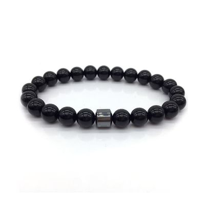 Trendy armbånd svarte steiner og hematitt