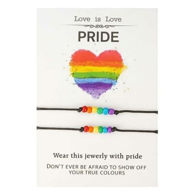 Pride armbånd 2-pack matchende perlearget med kort