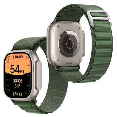 Alogy Sport Strap Nylon Urrem til Apple Watch 45678SE Ultra 42444549mm Grøn