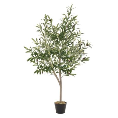 Konstgjort olivträd 150 cm konstgjord växt med stam av naturligt trä och frukt ML-design