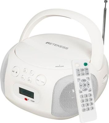 Retekess TR636 Bärbar CD-spelare, Bluetooth, FM AM Radio, USB-ingång, Hemma Audio Boombox med fjärrkontroll, Enkel användning