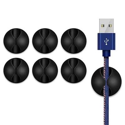 6-pack selvklebende kabelholder svart
