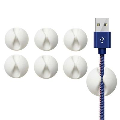 6-pack selvklebende kabelholder hvit