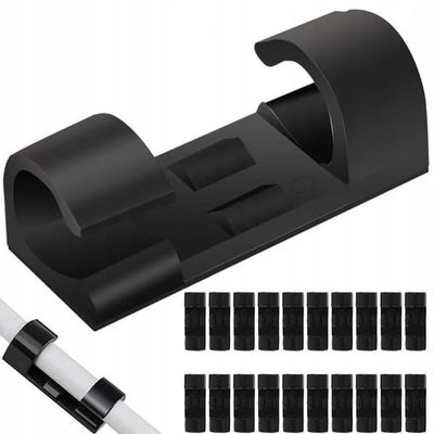 Selvklebende kabelholder - 20-pakk kabelholder svart
