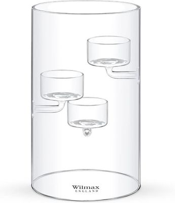 Wilmax ThermoGlass lysestake for 3 telys, 20 cm