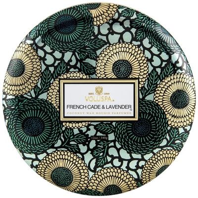 Voluspa 3-Wick Candle Decorative Tin French Cade & Lavender 340g