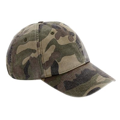 Beechfield Camo Vintage Basebollkeps med låg profil
