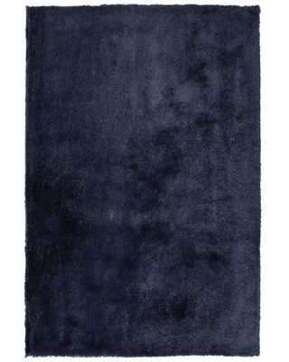 Gulvtæppe Mørkeblå Polyester og Bomuld 160 x 230 cm Stor Blød Fluffy Shaggy Uldtæppe Gulv Entré Stue Sofabord Spisebord Moderne Pigeværelse