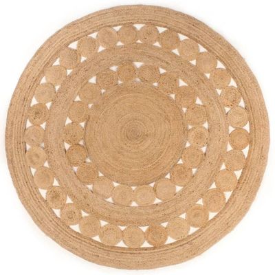 vidaXL Teppe flettet jute 240 cm rundt