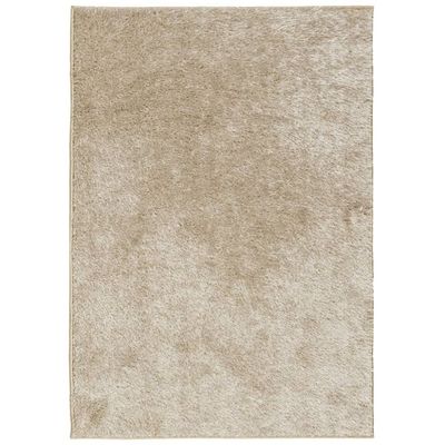 vidaXL gulvtæppe ISTAN 140x200 cm lang luv skinnende look beige