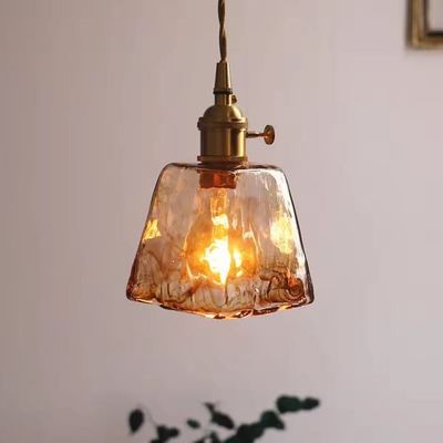 OBOSOE Taklampa / pendellampa i bärnstensfärgat glas E27 – vintage stil med varm LED 4W