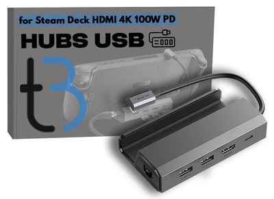JSAUX HB0602 HUB USB-C til Steam Deck HDMI 4K USB-A RJ45 Ethernet 100 Mbps