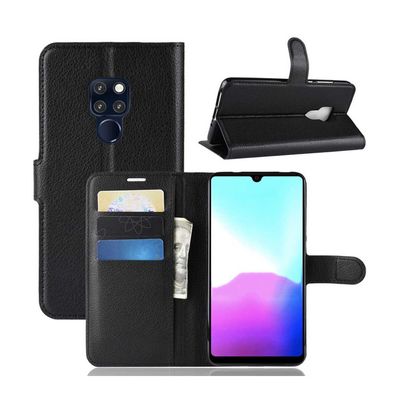 Huawei Mate 20 Pro Wallet Cover Black Læder Læder Taske