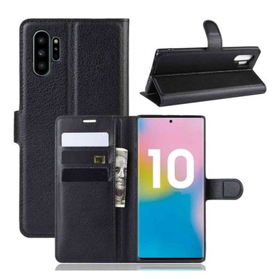Samsung Galaxy Note 10 Wallet Cover Black Læder Læder Taske