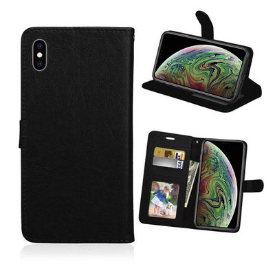 iPhone XS Wallet Case Black Læder Læder Taske