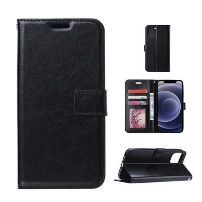 iPhone 12 Wallet Case Black Leather Leather Case