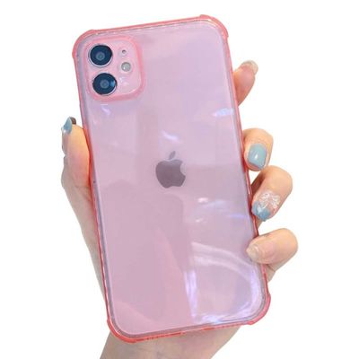 iPhone 12 ohut vaaleanpunainen läpikuultava kuori läpinäkyvä