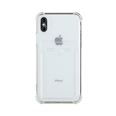 iPhone X/XS Stöttåligt Skal med Korthållare - Transparent