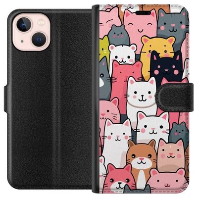 Lommeboketui til Apple iPhone 13 mini med Kattmønster motiv