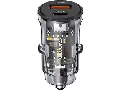 Autolaturi 30W 1xUSB + 1xUSB-C pikalataus
