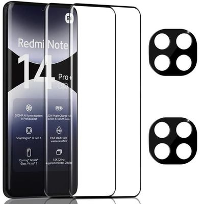 2-Pack Xiaomi Redmi Note 14 Pro Plus Skærmbeskyttelse & 2-Pack linsebeskyttelse - Hærdet Glas 9H - Super kvalitet 3D