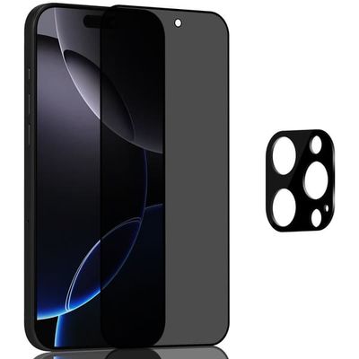 1-Pack Iphone 16 Pro Max Privacy Skærmbeskyttelse & 1-Pack linsebeskyttelse - Hærdet Glas 9H - Super kvalitet 3D