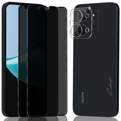 2-Pack Xiaomi Redmi 15C Privacy Skærmbeskyttelse & 1-Pack linsebeskyttelse - Hærdet Glas 9H - Super kvalitet 3D