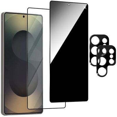 2-Pack Samsung S25 Ultra Skærmbeskyttelse (1 Privacy + 1 Klar) & 2-Pack linsebeskyttelse - Hærdet Glas 9H - Super kvalitet 3D