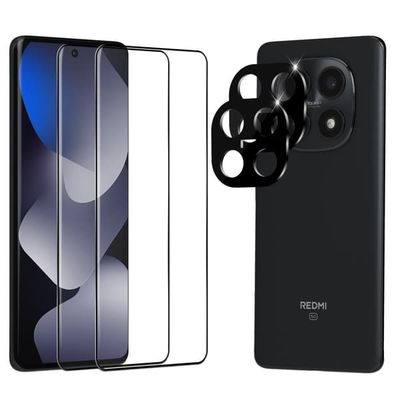 2-Pack Xiaomi Redmi Note 15 5G Skærmbeskyttelse & 2-Pack linsebeskyttelse - Hærdet Glas 9H - Super kvalitet 3D