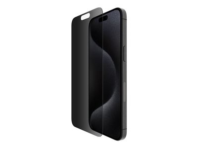 Belkin ScreenForce Pro - Skjermbeskyttelse for mobiltelefon - 2.5D - glass - med personvernsfilter - glass - for Apple iPhone 15 Pro Max