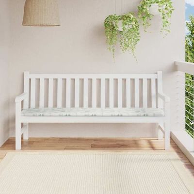 Trädgårdsbänk-kudde Vit och grön 180 x 50 x 4 cm Oxford tyg