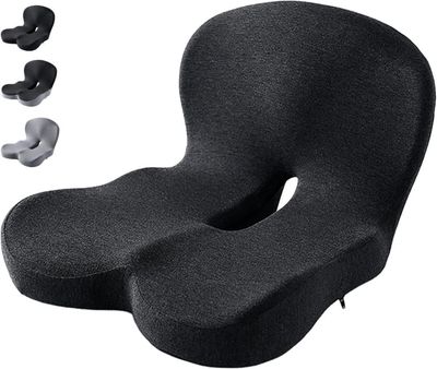OBOSOE Ergonomisk Sittdyna i Memory Foam – L-formad Stolskudde med Svankstöd & Svanskotskydd, För Kontor & Hem