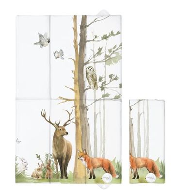 Sammenklappelig, blød puslemåtte 60x40 Basic Woodland puslebord