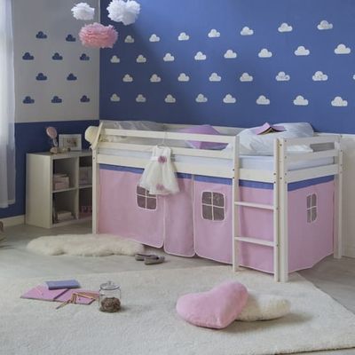 Loftseng med gardin - Pink