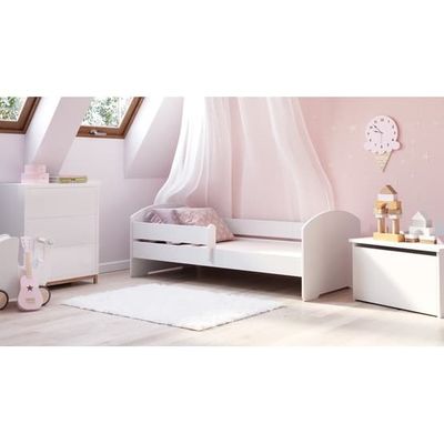 Barnsäng - Luk Med Madrass Och Skyddskant - White - 160 x 80 Cm