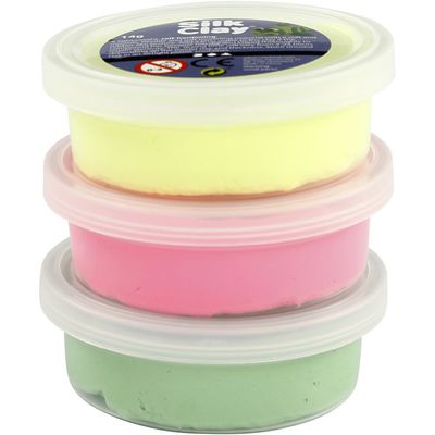 Silk Clay®, lys grønn, neon pink, neon gul, 3x14 g/ 1 pk.