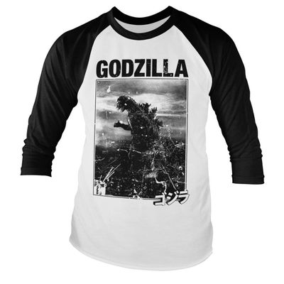 Godzilla Vintage Baseball Long Sleeve Tee