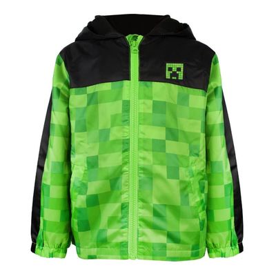 Minecraft Boys Creeper Hooded Waterproof Jacket