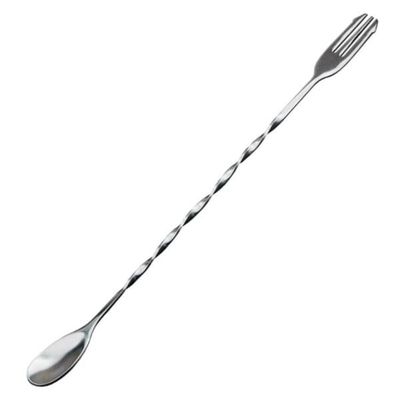 Cocktail skje med gaffel rustfri 32 cm