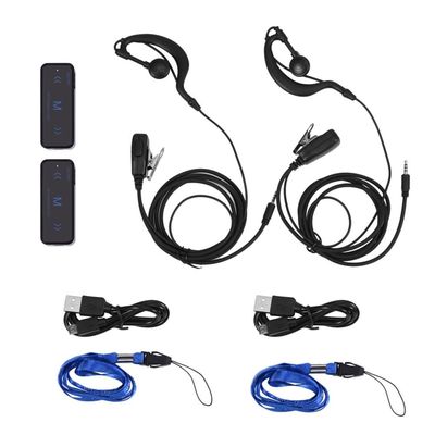 Mini Walkie Talkie Set - 2PCS 400-480MHz 2-vägs radiosändare med hörsnäcka, headset och USB-ström
