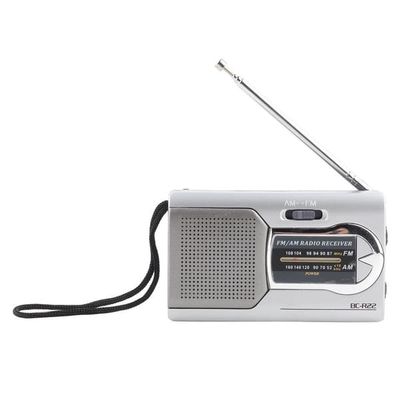 Bærbar AM/FM Mini Radio med Slankt Design og Stereo Højttalere - Sølv