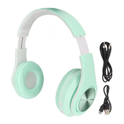 Foldbart trådløst Bluetooth Over-Ear headset med støjreduktion og farverigt lys - Grøn