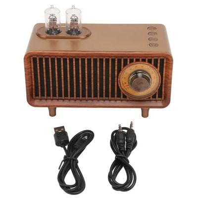 Vintage Træfarve Retro Bluetooth-højttaler med LED-lys til PC Laptop