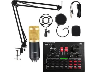 Strado Microphone Studio microphone with mixer, Bluetooth karaoke sound card Sodial V8x Pro KIT universal